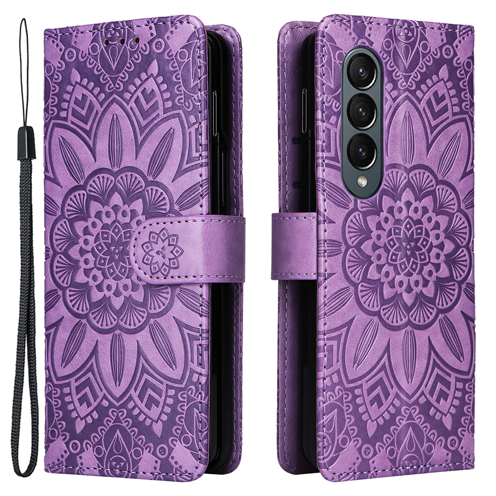 For Samsung Galaxy Z Fold4 5G Leather Stand Phone Case Sunflower Imprinted Wallet Folding Phone Cover with Strap For Samsung Galaxy Z Fold4 5G Leather Stand Phone Case Sunflower Imprinted Wallet Folding Phone Cover with Strap